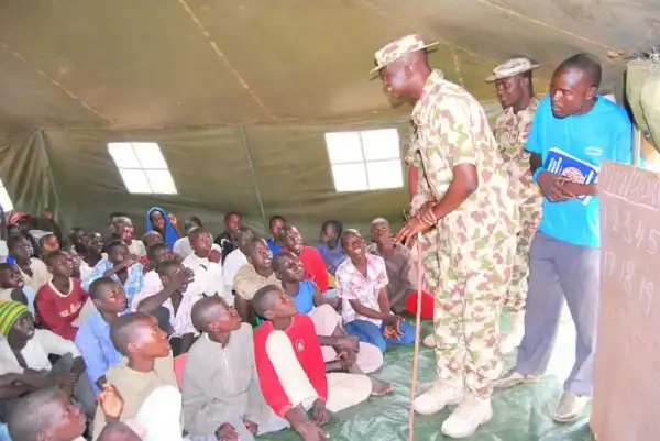 Troops establish school for children in Borno IDPs camp 